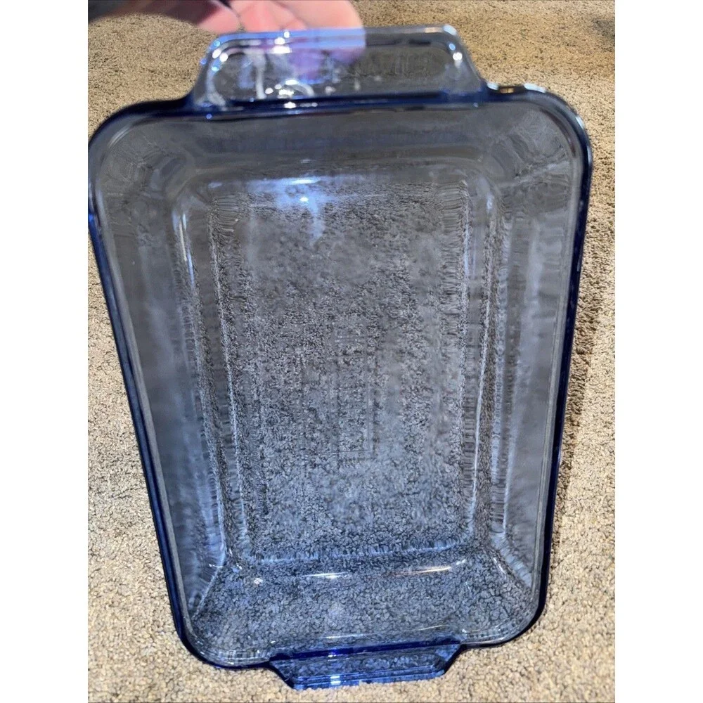 Cobalt Blue Casserole Dish Anchor Hocking 8x11” Bake Glass Pan Brownies
